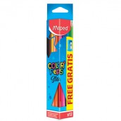 Карандаши цветные MAPED (Франция) "Color'Peps Star", 12 цветов + ТОЧИЛКА, трехгранные, грифель 3 мм, натуральное дерево,183213