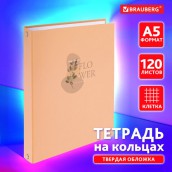 Тетрадь на кольцах А5 175х215мм, 120л, твердый картон, клетка, BRAUBERG, Inspire, 404710