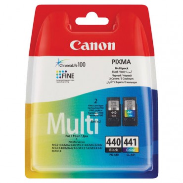 Картридж струйный CANON (PG-440/CL-441) PIXMA MG2140/MG3140, оригинальный КОМПЛЕКТ 2 цвета, 180 страниц, 5219B005