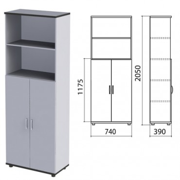 Шкаф полузакрытый "Монолит", 740х390х2050 мм, цвет серый (КОМПЛЕКТ)
