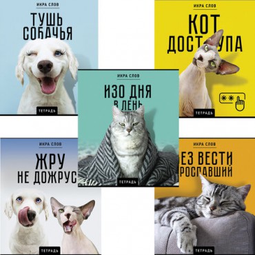 Тетрадь А5 48 л., ПЗБМ, скоба, клетка, конгрев, TWIN-лак, "Икра слов", (5 видов), 27377